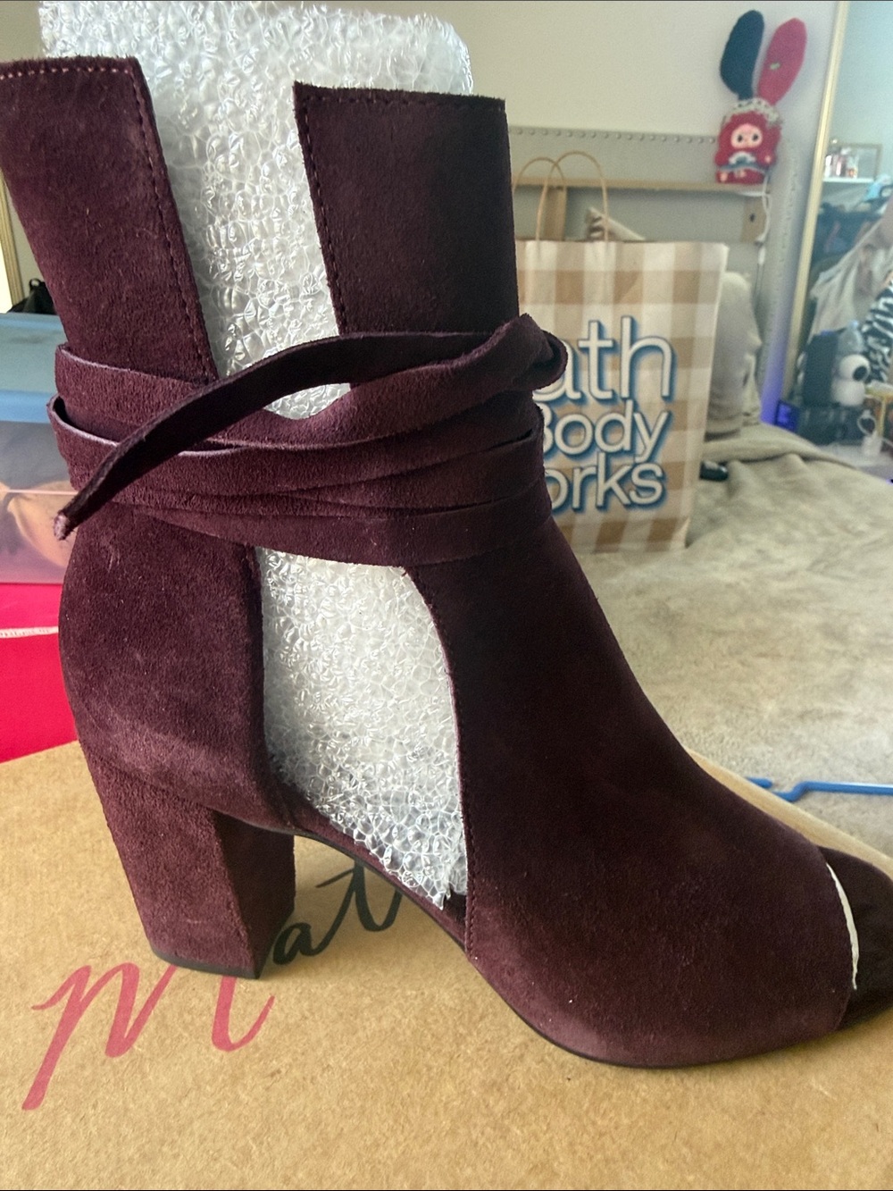 Matisse Burgundy Suede Wrap Ankle Bootie
